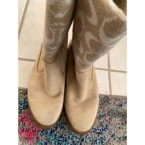 COPY - Coach Women’s Tatum Boots Tan Suede Leather Wool - Picture 11 of 13